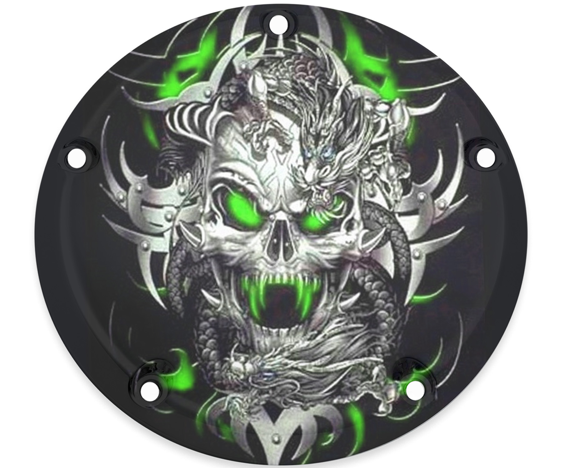 Custom Derby Cover - Dragon Skull (Green)